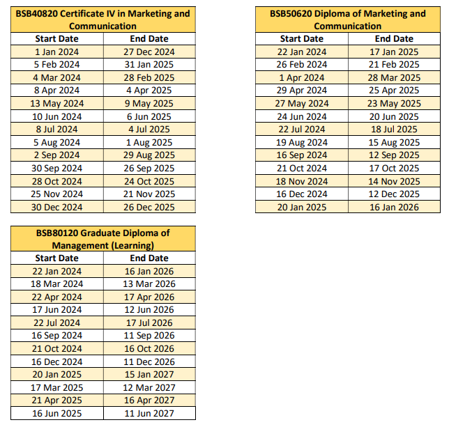 Timetable and sessions Ivy Link College